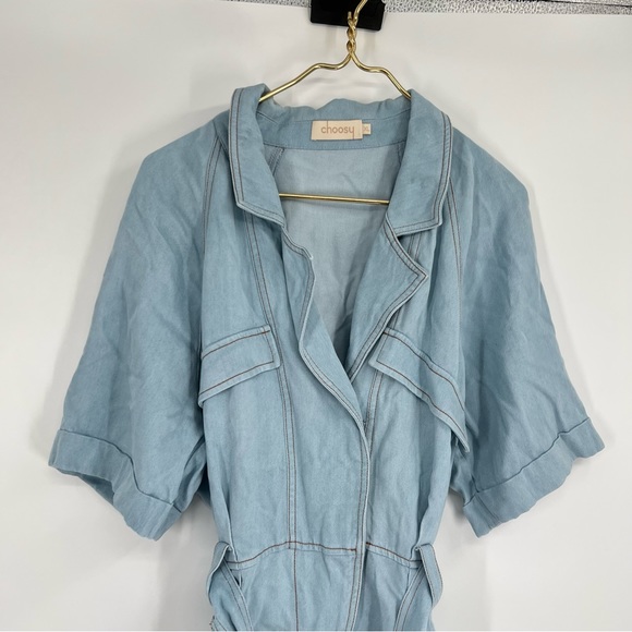 Choosy Minh Romper denim jumpsuit size extra large chambray soft denim cloth - Picture 6 of 10